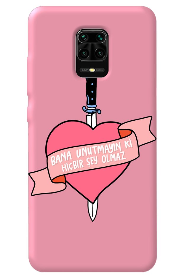 Xiaomi Redmi Note 9 Pro Pink Inside Velvet Forget Me Not Girl Power Patterned Silicone Phone Case