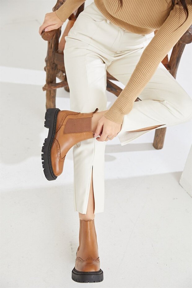 Dems Taba Hakiki Deri Yandan Lastikli Bot - 5