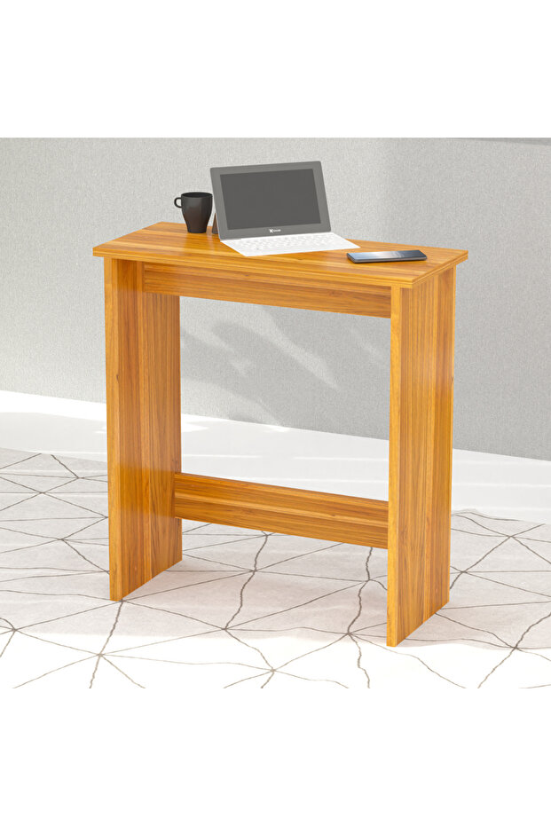 Study Desk with Foot Rest Support, Executive Desks Ideal for Home and Office - Light Walnut