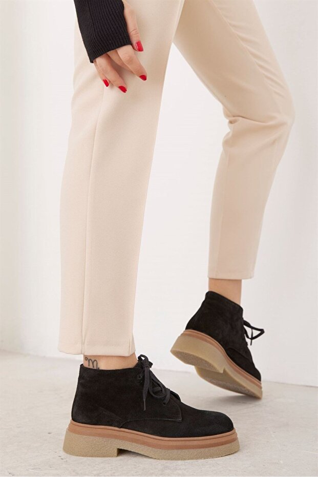 Marcela Siyah Süet Deri Kadın Bot - 3