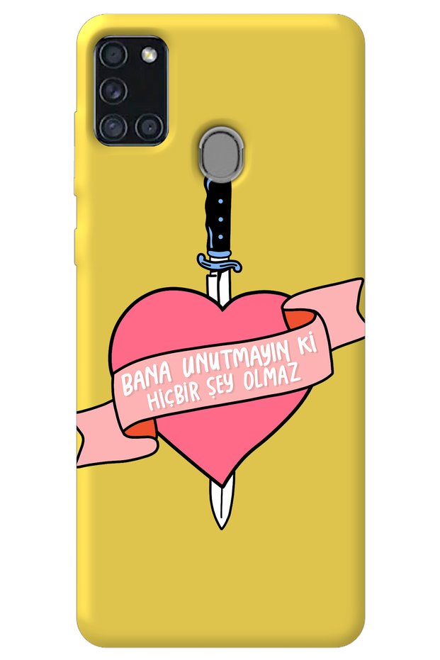Samsung A21S Yellow Inside Velvet Don'T Forget Girl Power Patterned Silicone Phone Case