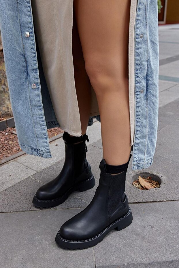 Messina Siyah Hakiki Deri Kadın Bot - 2