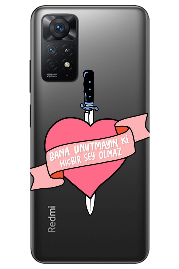 Xiaomi Redmi Note 11 Pro Transparent Forget Me Not Girl Power Patterned Silicone Phone Case