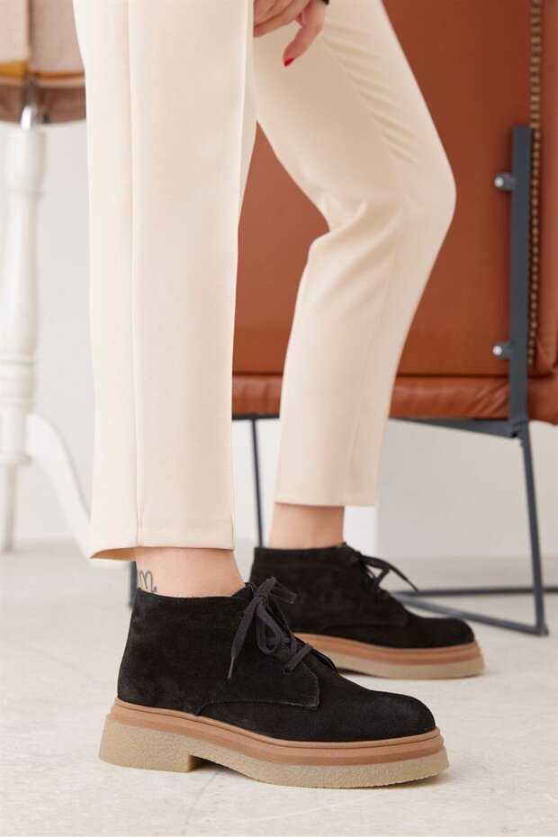 Marcela Siyah Süet Deri Kadın Bot - 1