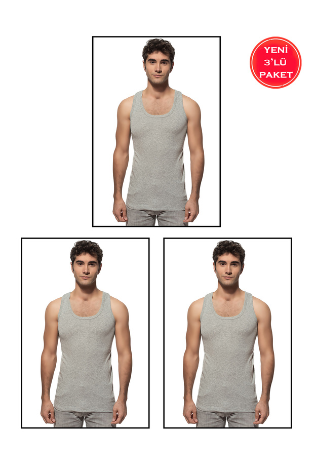 Özkan 0113 3 Pack Boy Rib 100% Cotton Waiter Boy Flexible Comfortable Thick Strap Athlete