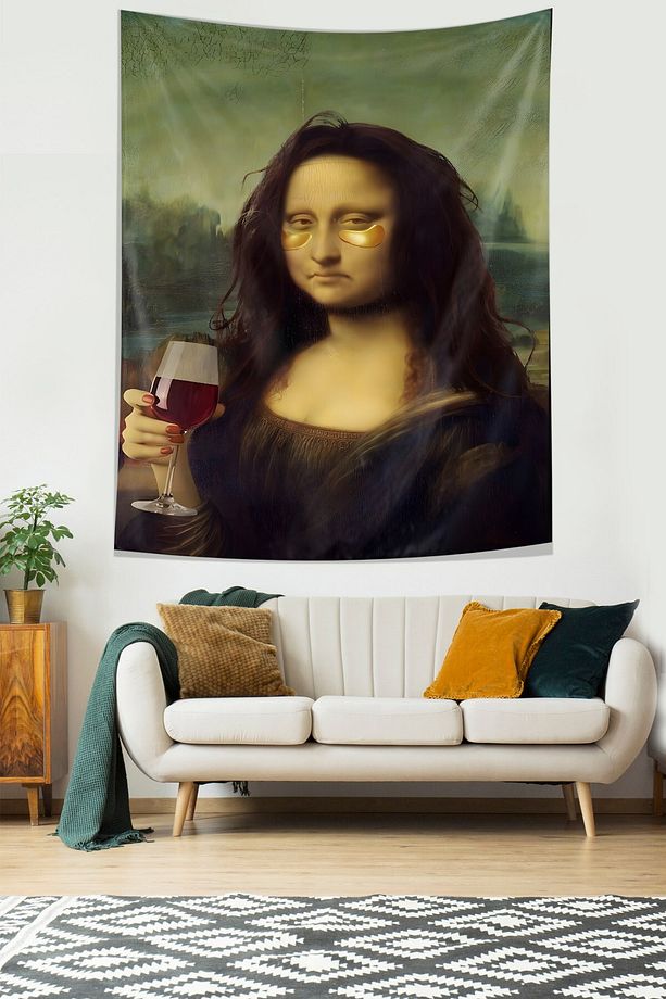 Bakım Yapan Mona Lisa Leke Tutmaz Kumaş Duvar Örtüsü Duvar Halısı Tapestry - 3