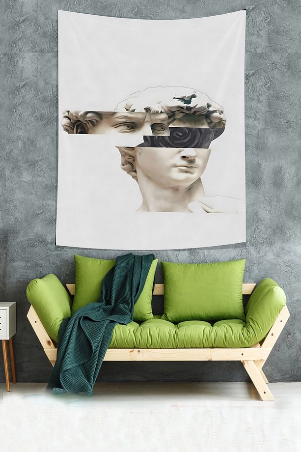 Bilinç Dışı Heykel Kafası Leke Tutmaz Kumaş Duvar Örtüsü Duvar Halısı Tapestry - 1