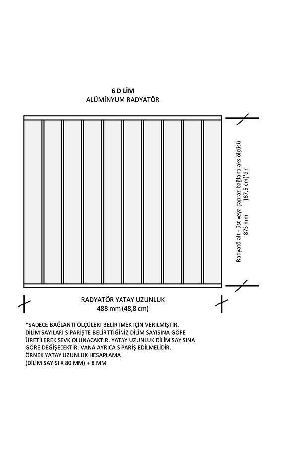 Alüminyum Panel Radyatör Klasik Model 900mm X 6 Dilim Ral 9010 Radyatör - 3