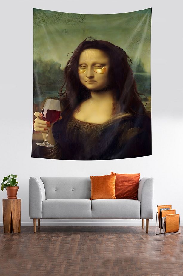 Bakım Yapan Mona Lisa Leke Tutmaz Kumaş Duvar Örtüsü Duvar Halısı Tapestry - 1