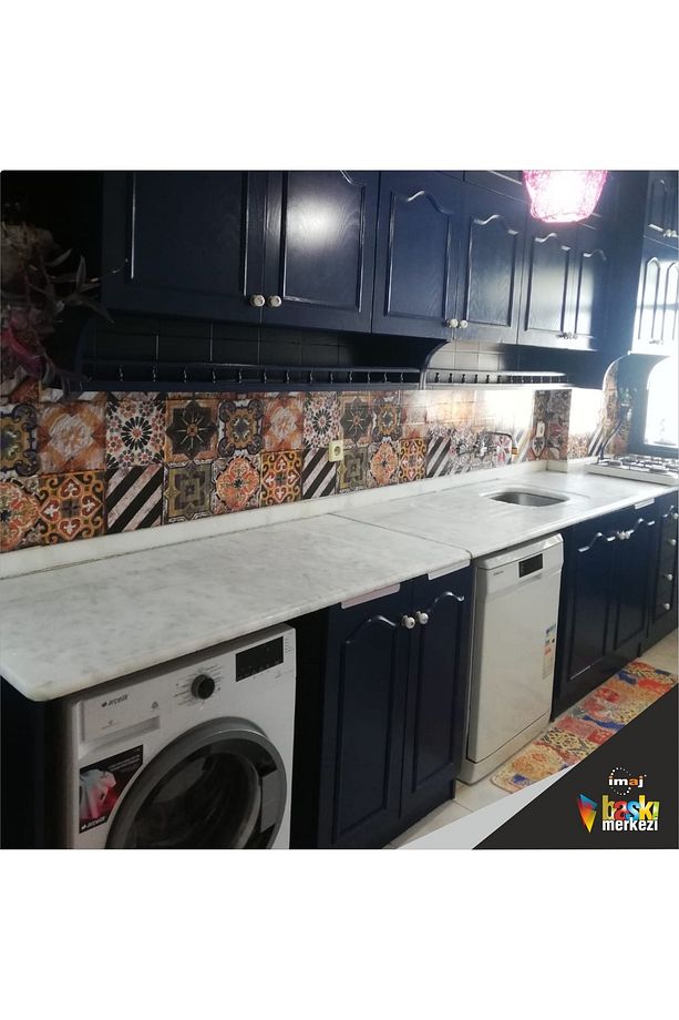 Mutfak Tezgah Arası Kendinden Yapışkanlı Folyo Kaplama Eskitme Taş Desen 60cm X 100cm - 7