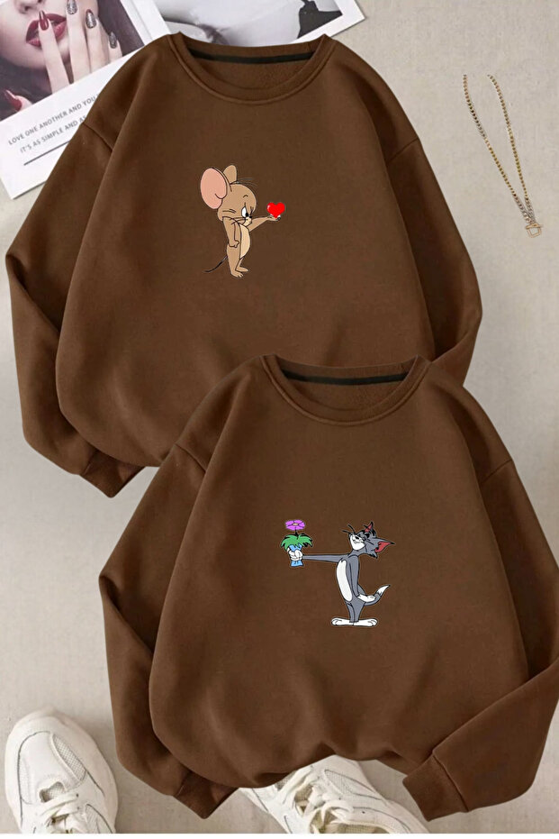 Tom and Jerry Printed Lover Combination Design Sweatshirt