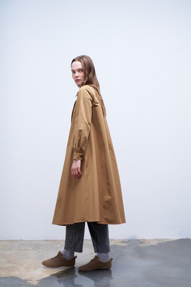 Volanlı Trençkot Camel - 5