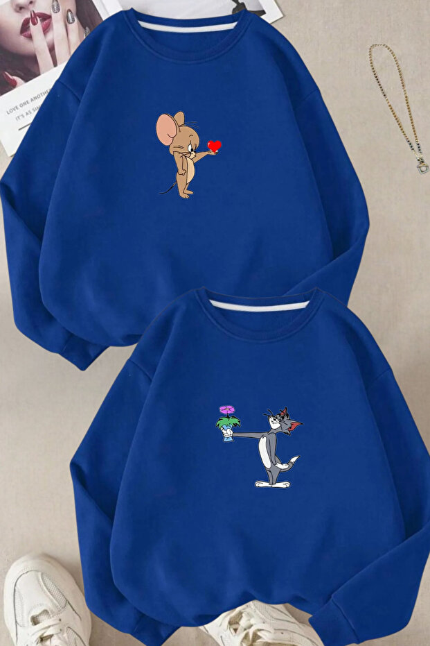 Tom and Jerry Printed Lover Combination Design Sweatshirt