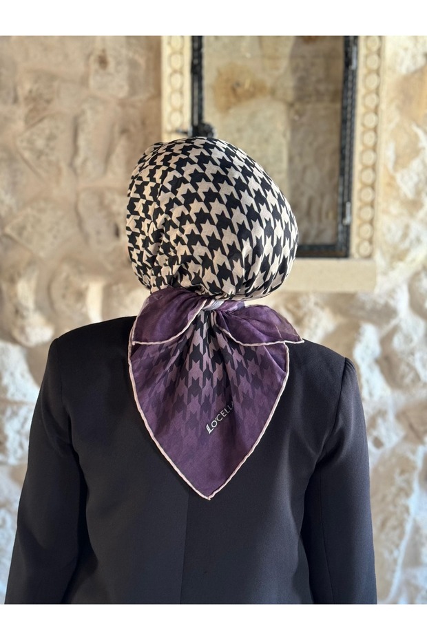 وشاح نسائي ناعم من القطن بنمط قدم الغراب