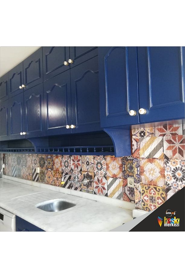 Mutfak Tezgah Arası Kendinden Yapışkanlı Folyo Kaplama Eskitme Taş Desen 60cm X 100cm - 6