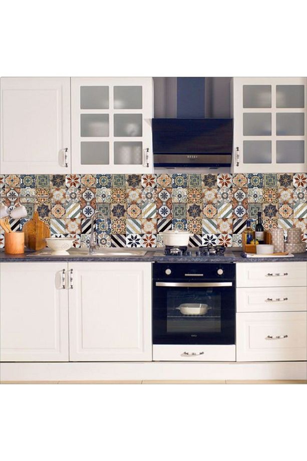 Mutfak Tezgah Arası Kendinden Yapışkanlı Folyo Kaplama Eskitme Taş Desen 60cm X 100cm - 3