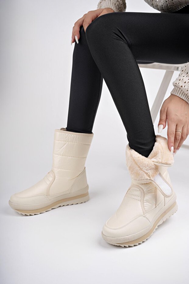 Damskie buty przeciwdeszczowe i śniegowe Felya Gwarantowane, futrzane i zapinane na rzepy - 5