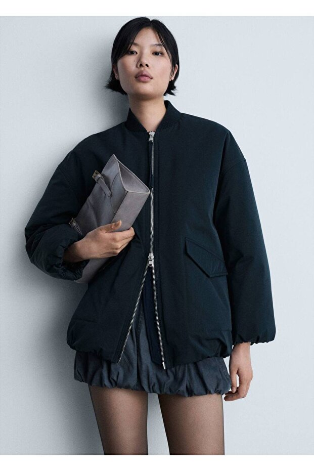 Çift fermuarlı bomber ceket - 1