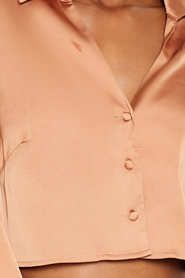 Saten Crop Gömlek - 5