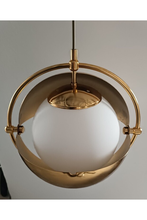 TULİ Tekli Gold Kaplamalı Sarkıt Avize Modern Avize Puzzle Asma Tavan Avize Led Ampul Şık Tasarım - 5