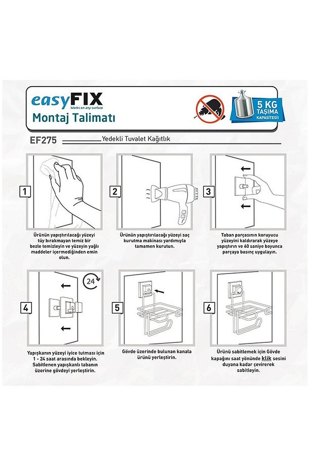 Tekno Tel EF-250 Yapışkanlı Tek Katlı Köşelik Banyo Rafı - Siyah - 3