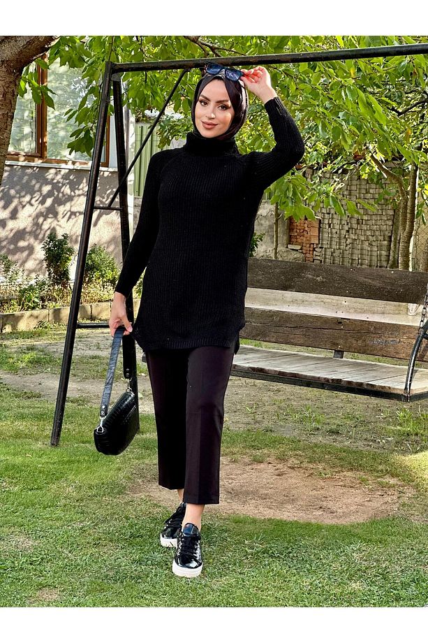 bogazlı triko tunik - 3