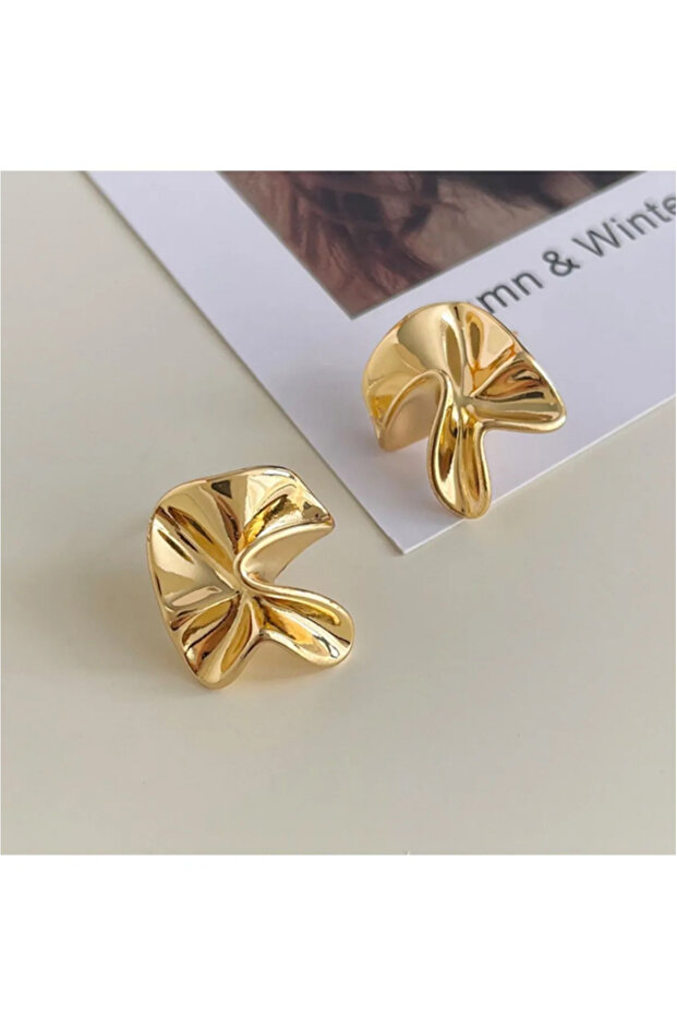 Vintage Asimetrik Dalgalı Küpe - 1