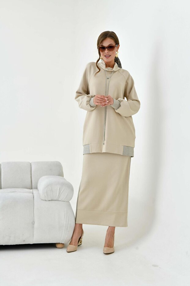 Ftz women's skirted suit beige 30911