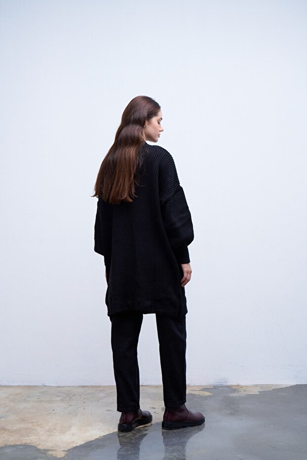 Tek Cepli Örgülü Triko Siyah - 2