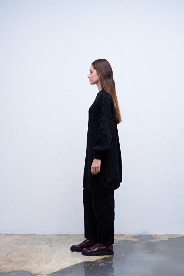 Tek Cepli Örgülü Triko Siyah - 3