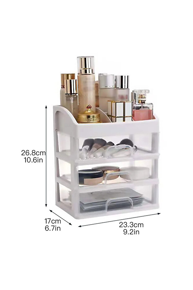 H6183-ThreeLayers Make Up Case Jewelry Container Box Makeup Organizer Drawers Plastic Cosmetic Stora