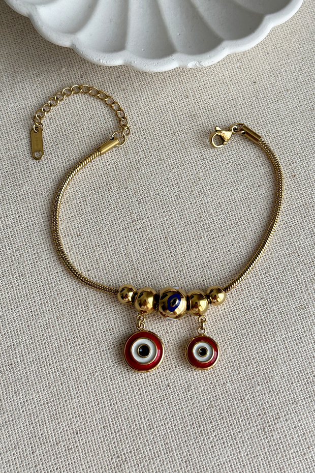 Caprea Steel 17+5cm Evil Eye Red Women's Bracelet Anti Tarnish Women's Steel Bracelet