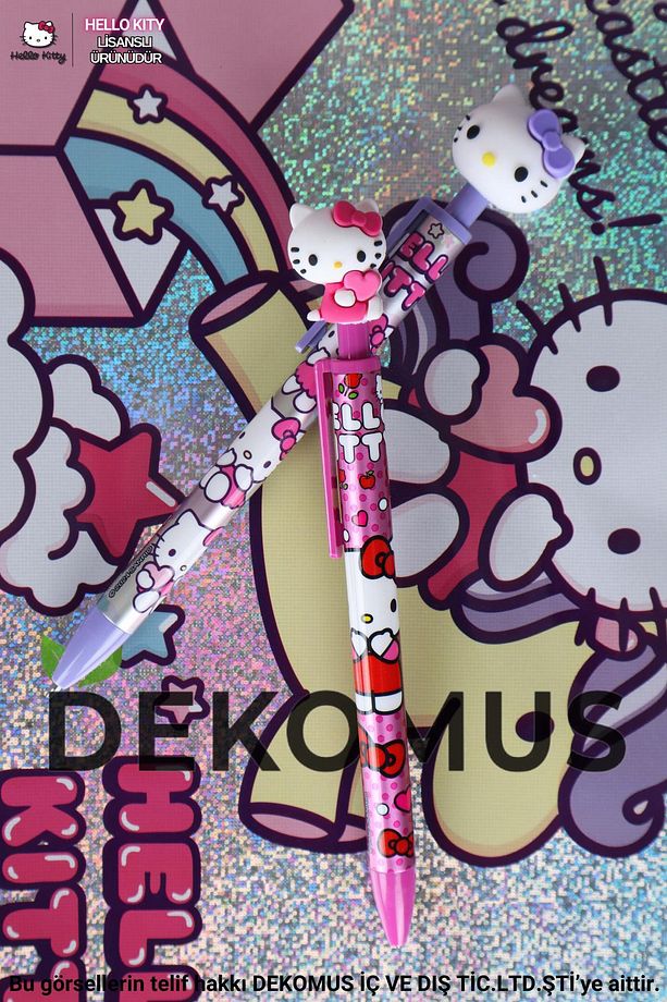 DEKOMUS İLE YENİ SEZON LİSANSLI HELLO KITTY YÜZ FİGÜRLÜ VERSATİL UÇLU KALEM 0.7 MM - 1