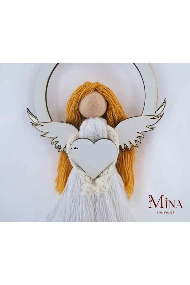 Makrome Bohem Minik Krem Araba süsü,Duvar Süsü,bebek Odası,dekoratif Bebek,makrome - 5