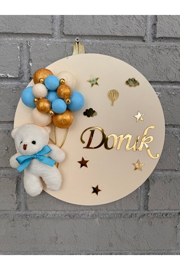 26 cm Yuvarlak Bubble Ayıcıklı Bebek Kapı ve Duvar Süsü - 1