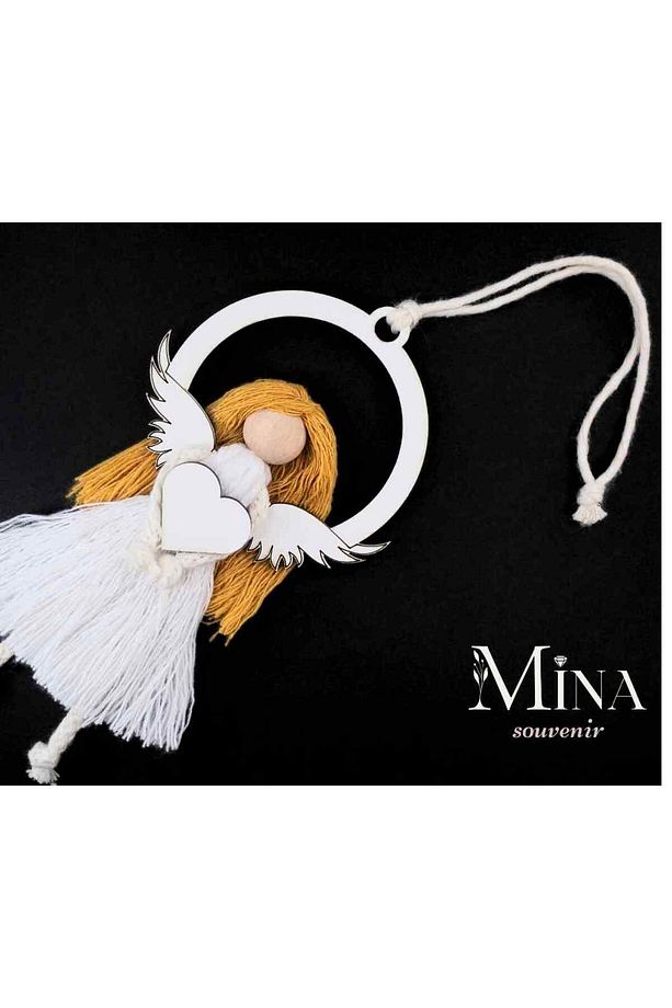 Makrome Bohem Minik Krem Araba süsü,Duvar Süsü,bebek Odası,dekoratif Bebek,makrome - 3