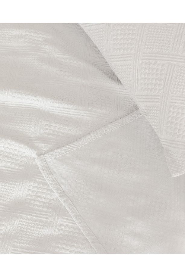 Triangle King Size %100 Pamuk Yatak Örtüsü - Beyaz - Lüks Koleksiyon - 3