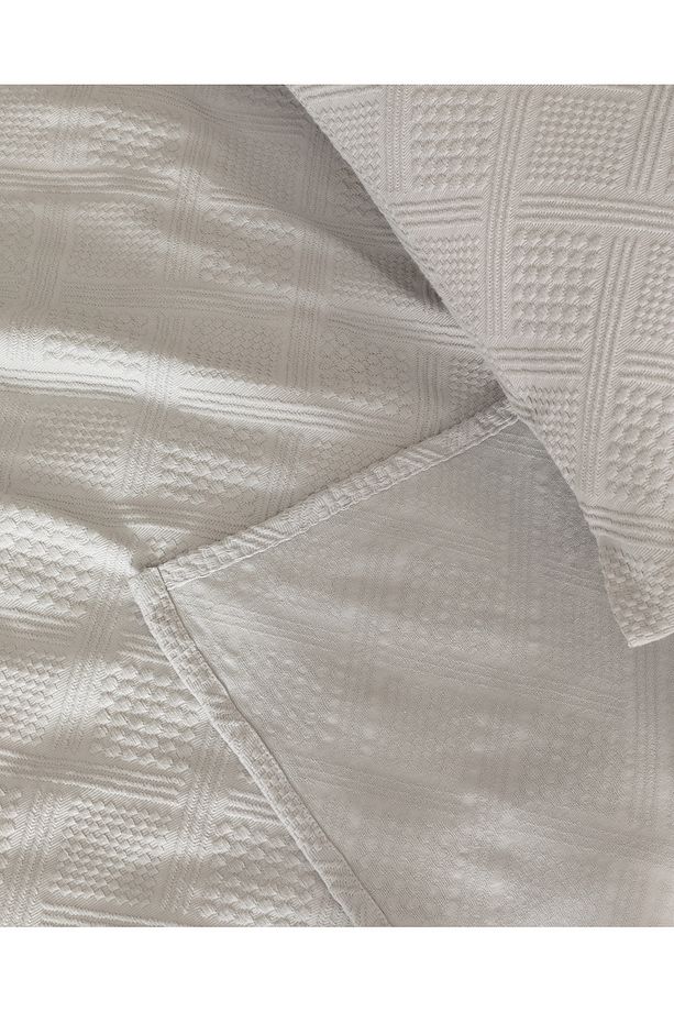 Triangle King Size %100 Pamuk Yatak Örtüsü - Gri - Lüks Koleksiyon - 3