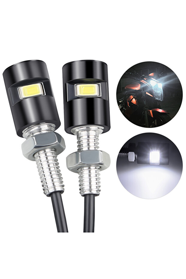 2Pcs Motorcycle Signal Lamp 12V LED License Plate Light Mini Turn Signal Eagle Eye Shape Tail Re...