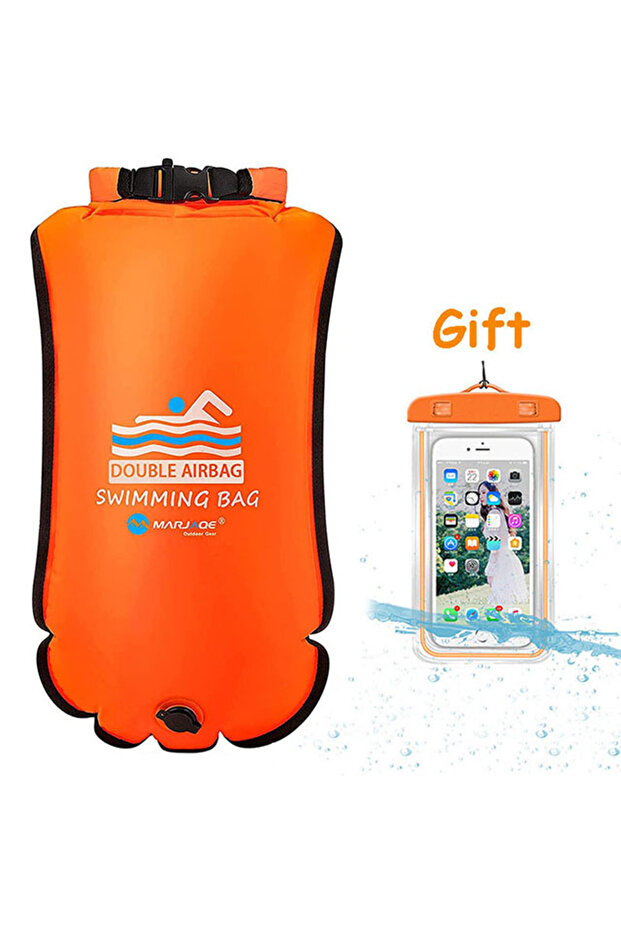 1Sets 20L Waterproof Inflatable Swimming Dry Bag With Phone Pouch Open Buoy Tow Float Double Air Bag