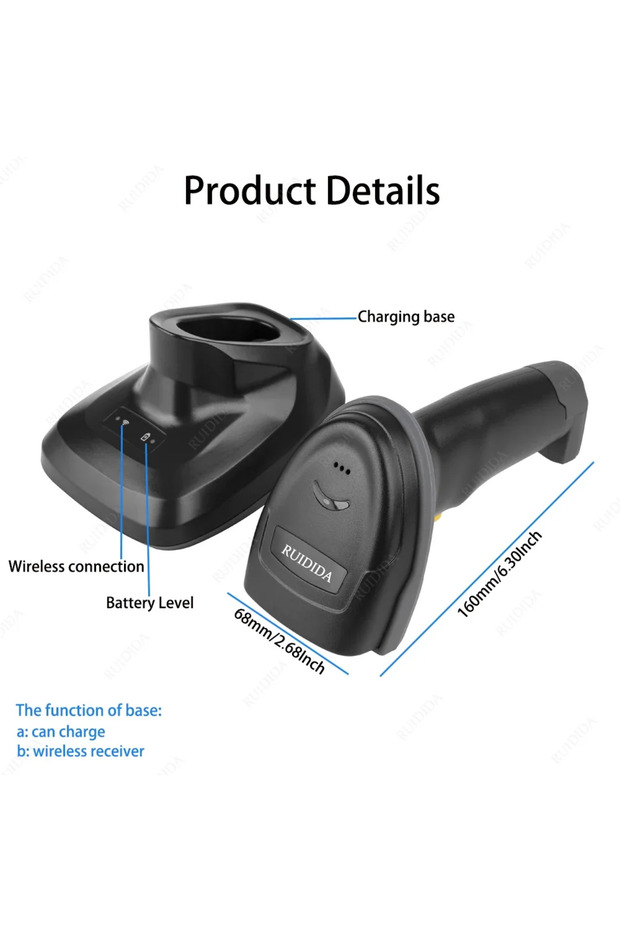 Scanner 2d Wireless with charging base qr Scanner Bluetooth Barcode Reader Code Bar Scanner Handh... - 6