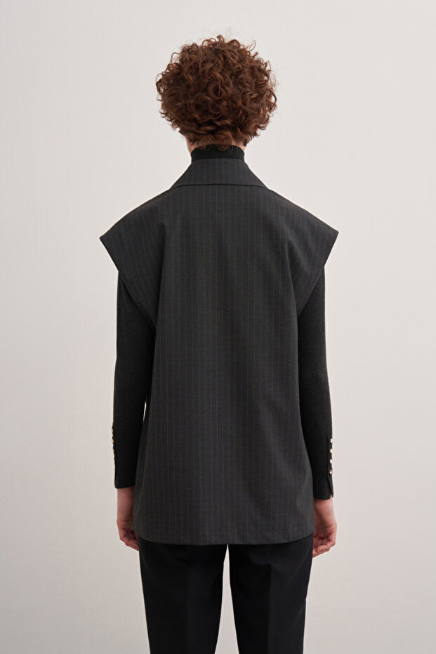 9153111 Düğmeli Cepli Yelek - 4