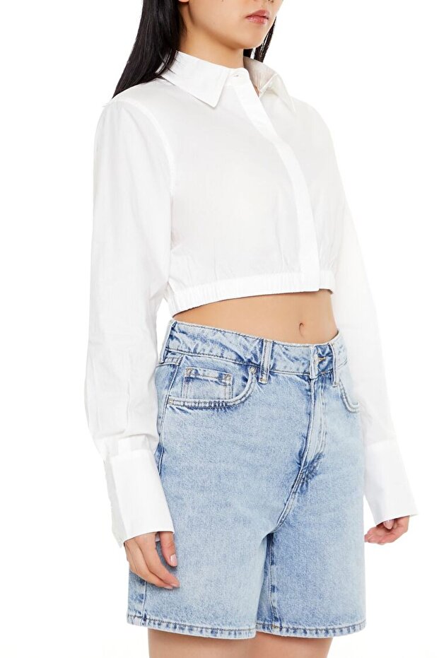 Crop Poplin Gömlek - 3