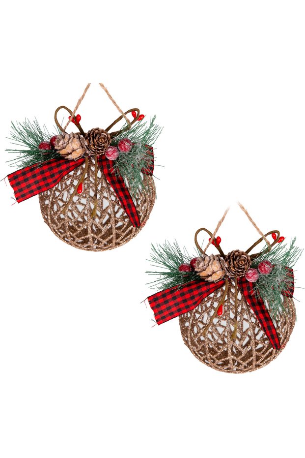Christmas Ornament, Christmas Ball, Gold - Set of 2, 10 cm