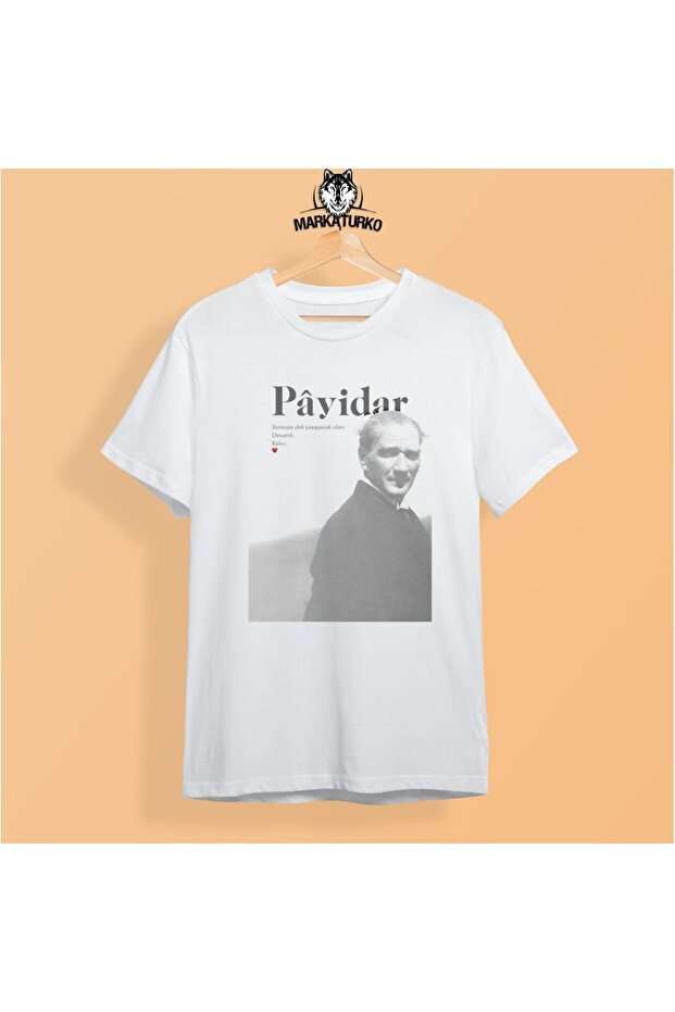 Ataturk Printed White Special Design Cotton Combed Unisex T-shirt 1805-b144