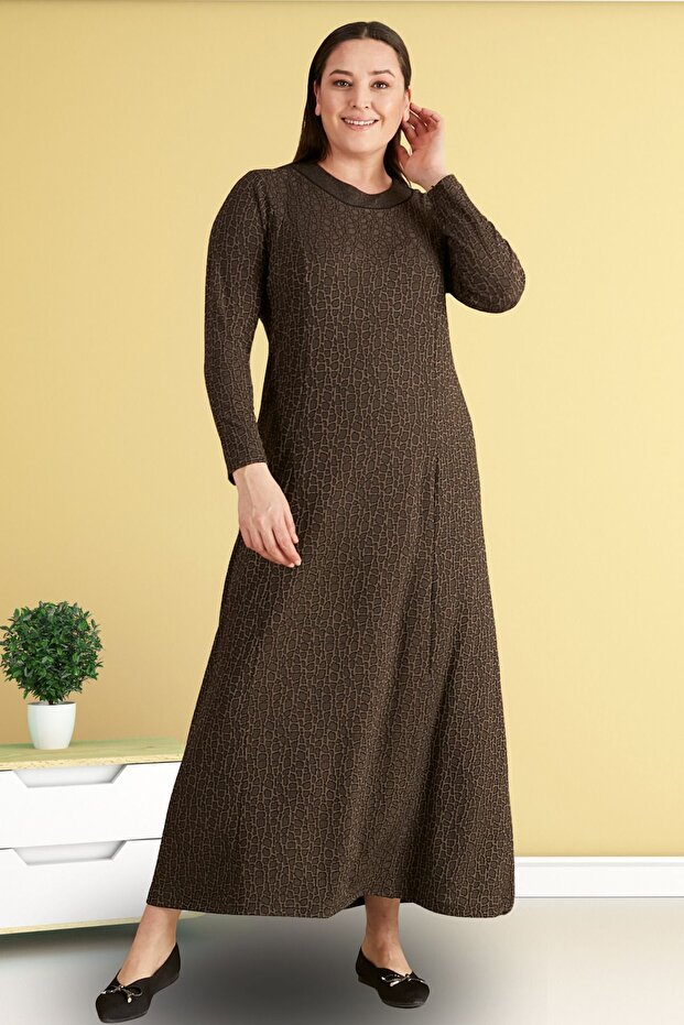 Women's Plus Size Nergiz Jacquard Hijab Mother Dress