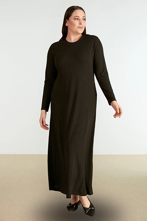 Women's Plus Size Nergiz Jacquard Hijab Mother Dress