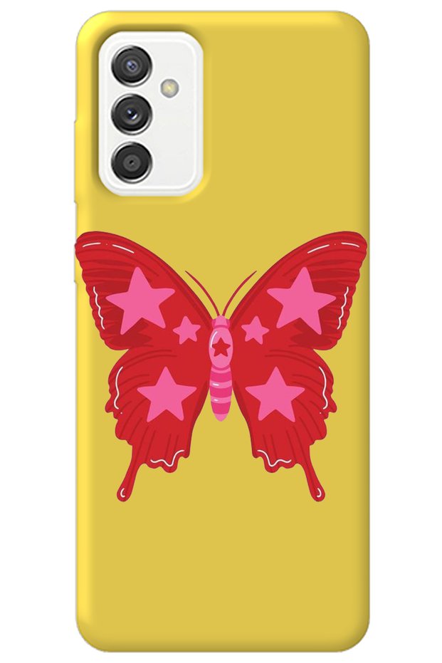 Samsung Galaxy A14 Yellow Inside Velvet Butterfly Girl Power Patterned Silicone Phone Case