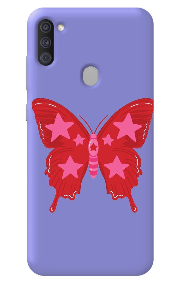 Samsung A11 Lilac Velvet Butterfly Girl Power Patterned Silicone Phone Case