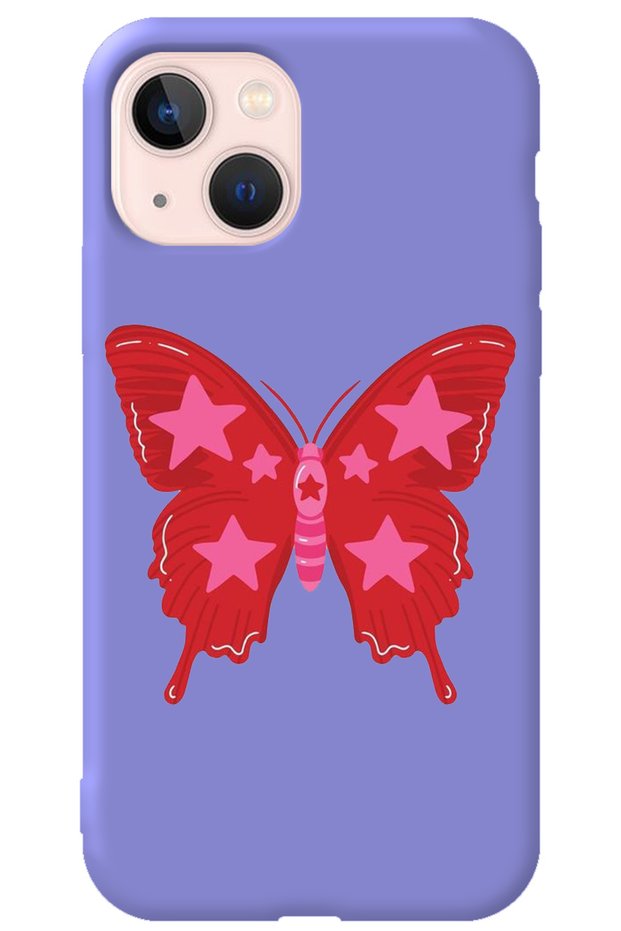 iPhone 14 Plus Lilac Velvet Butterfly Girl Power Patterned Silicone Phone Case